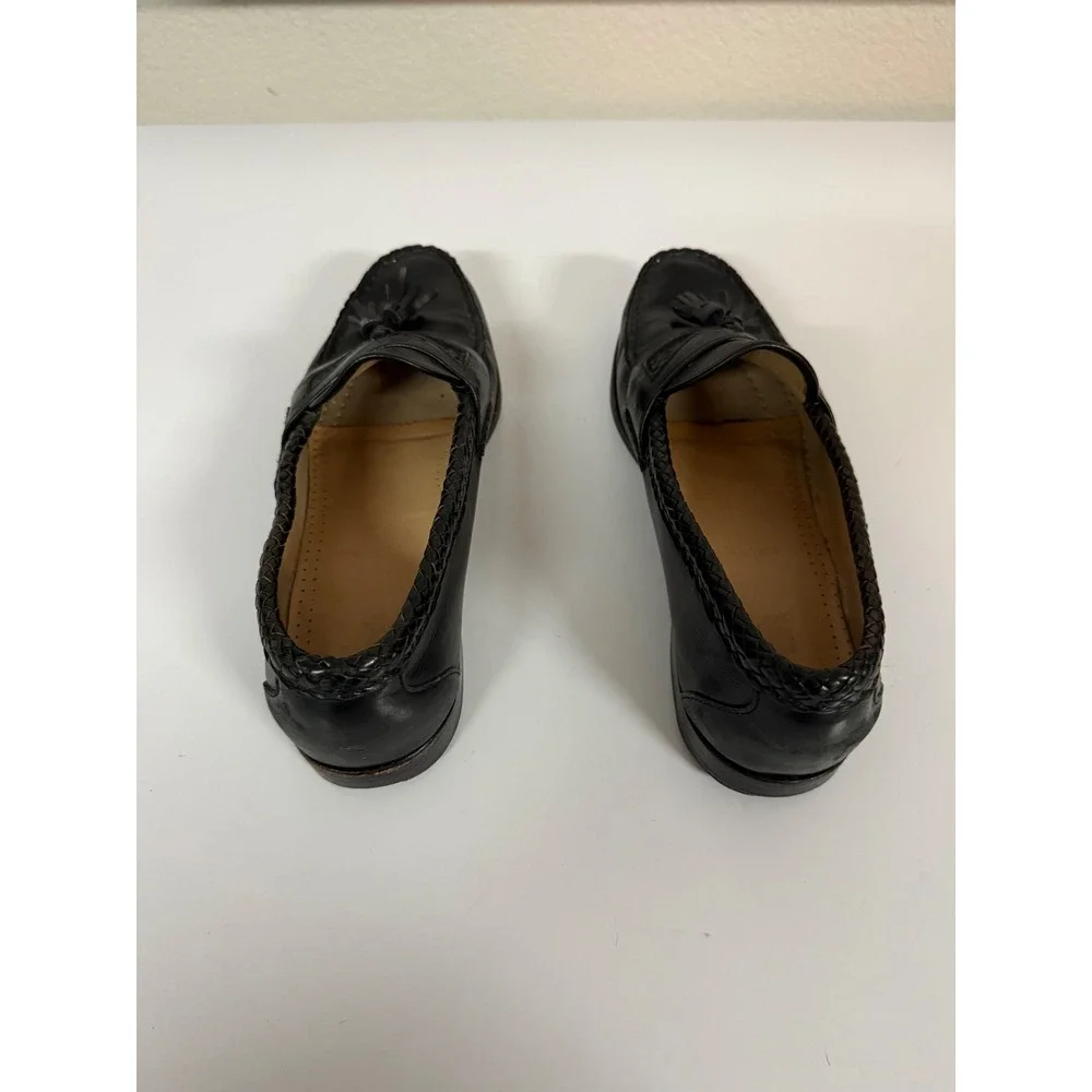 Allen Edmonds Maxfield Black Leather Tassel Braided Loafers Mens 9 D 47741